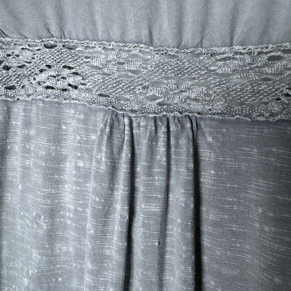 Solitaire Top Womens Small Gray Crochet Embroidered Cottagecore Boho Casual Chic - Picture 14 of 16